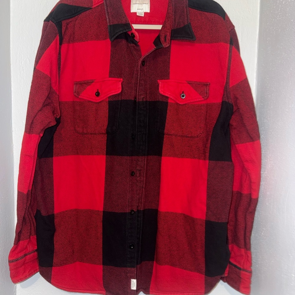 American Eagle Outfitters Red and Black Checkered Shirt